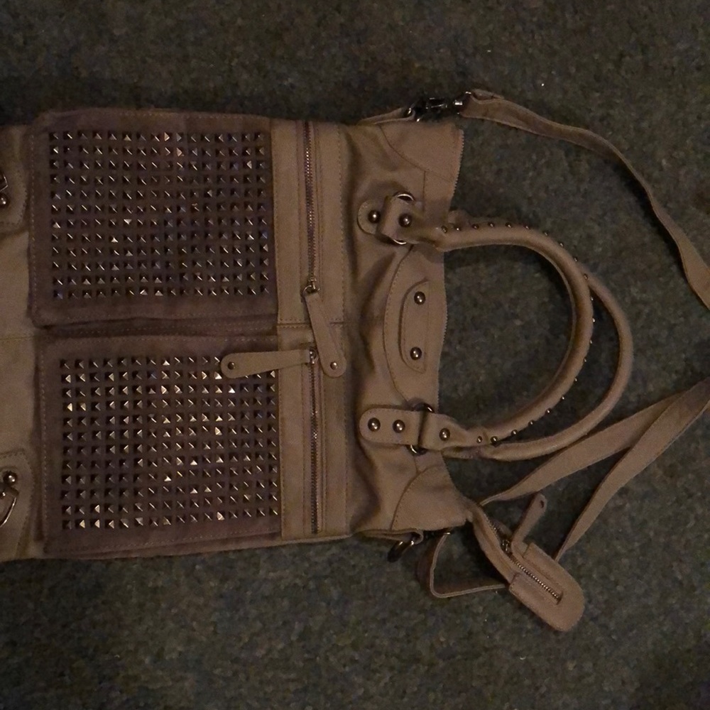 Gray studded purse